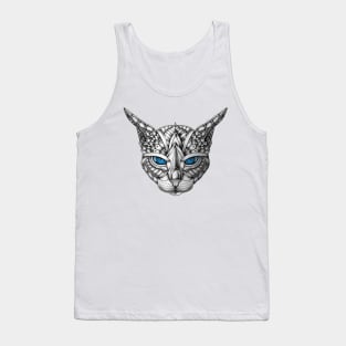 Ornate Blue Eyes Cat Tank Top